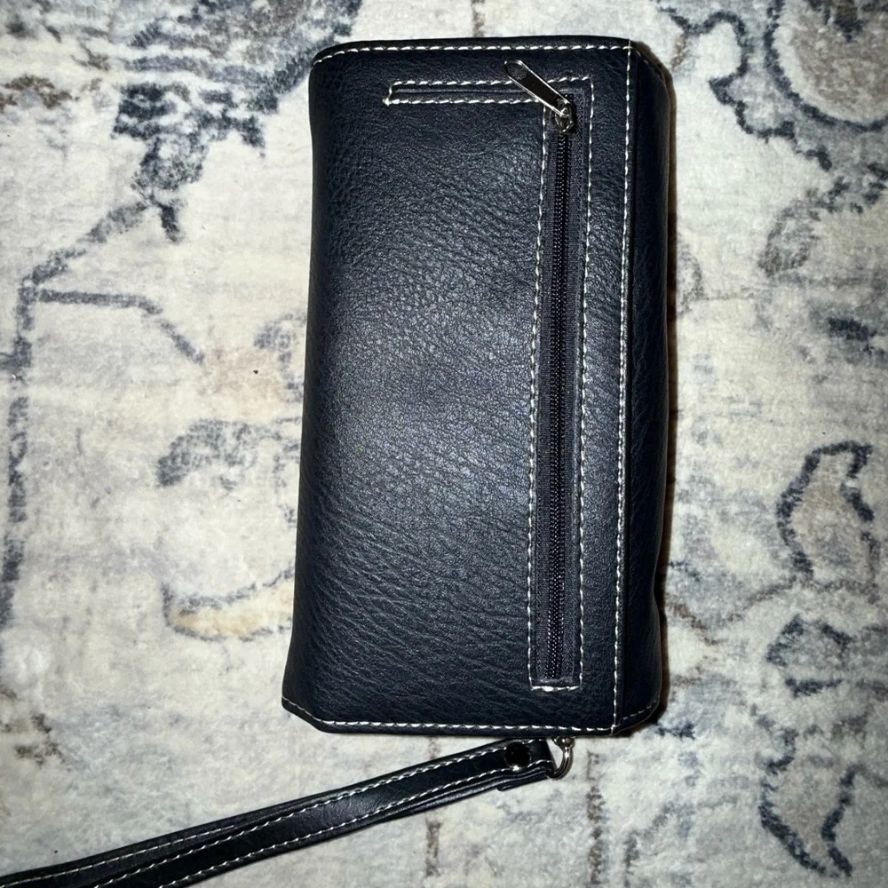 Black Phone Case with Native Embroidery